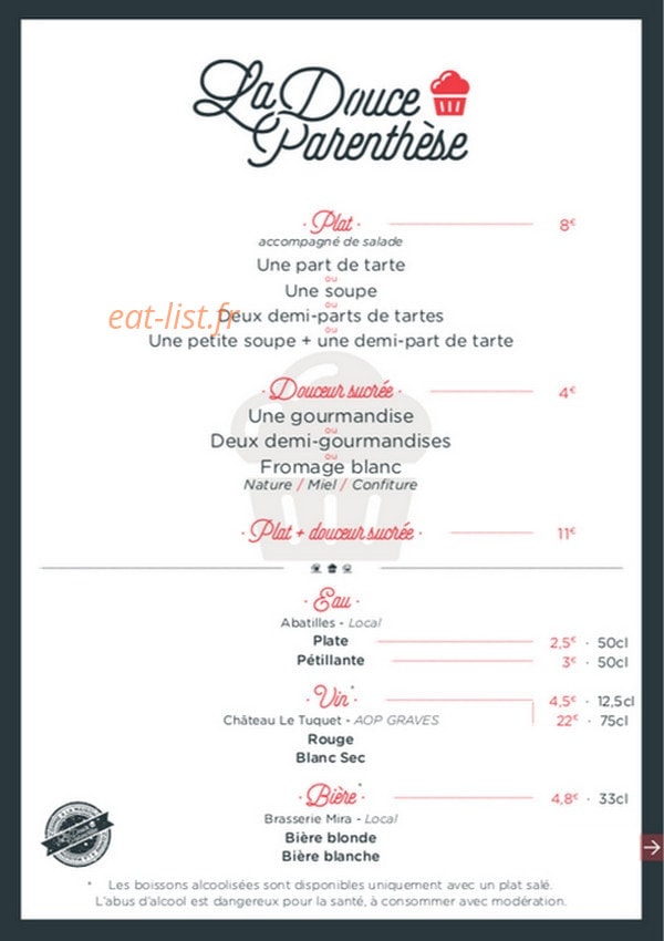 La Douce Parenthèse — carte page 1