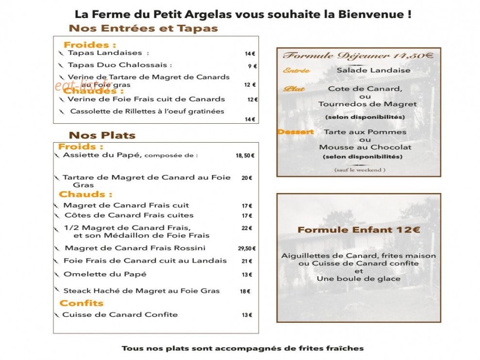 La Ferme du Petit Argelas — carte page 1