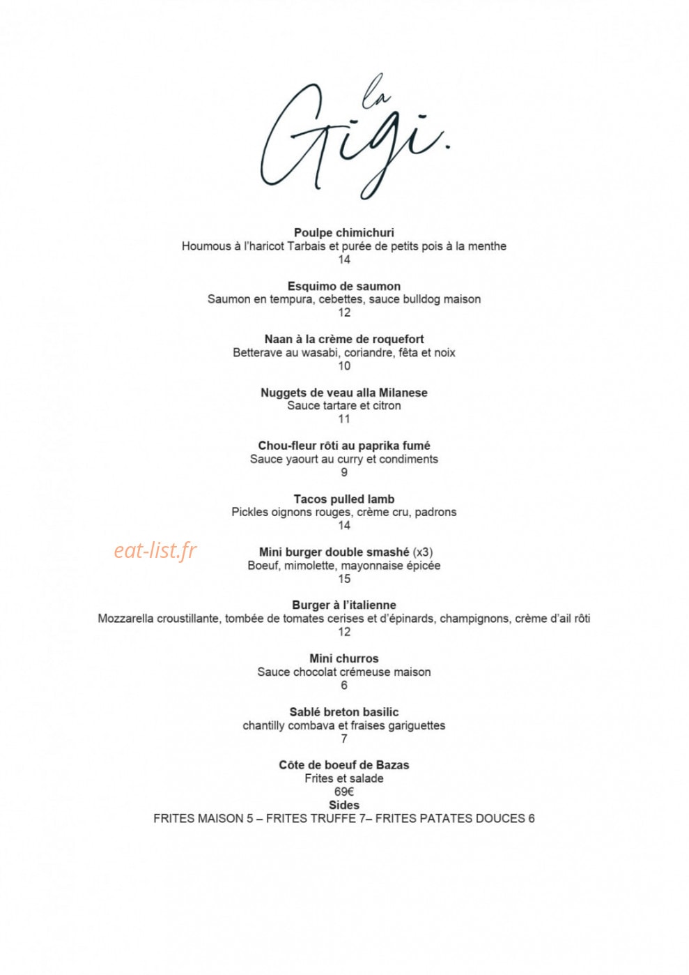 La Gigi — carte page 1