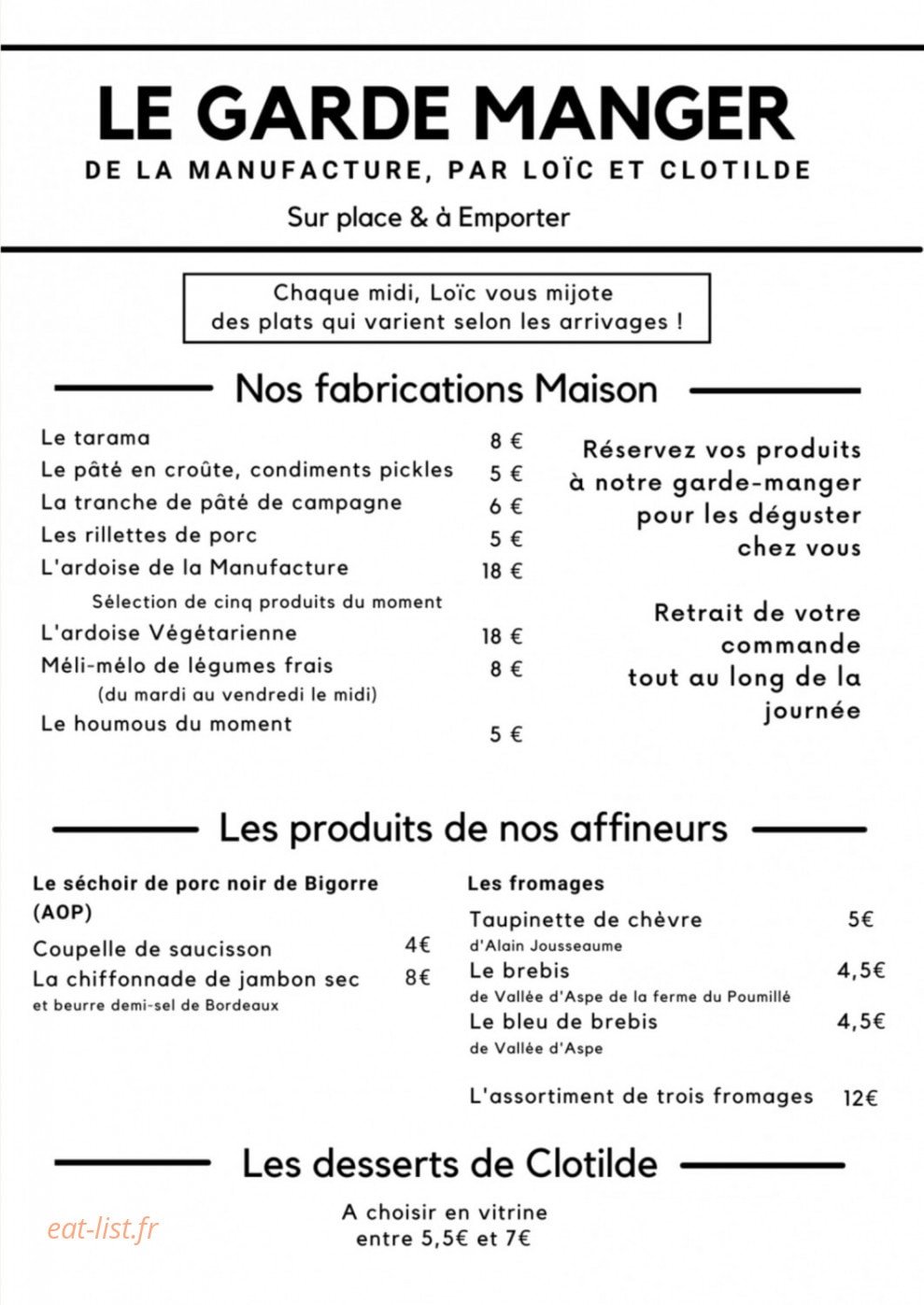 La Manufacture Le Bayon — carte page 1