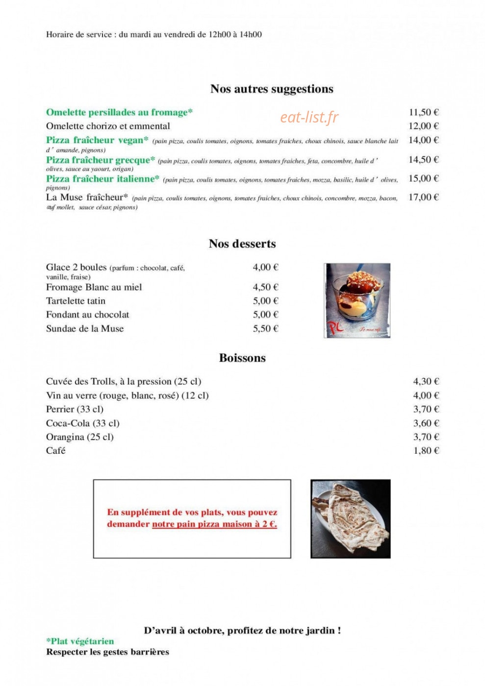 La muse café — carte page 2