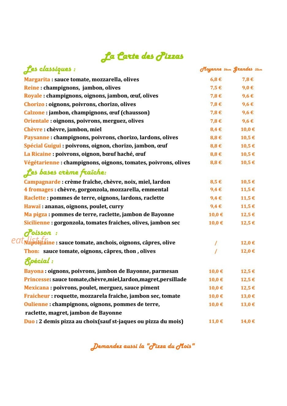La Pizz — carte page 2