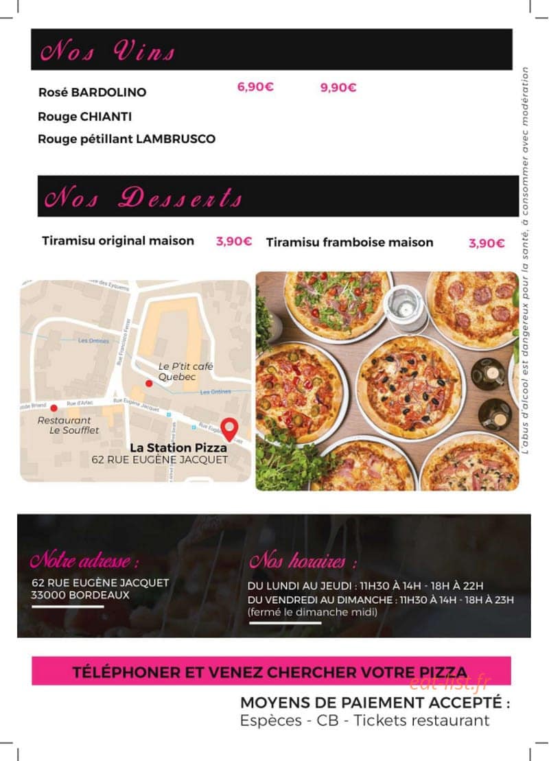 La Station Pizza — carte page 4