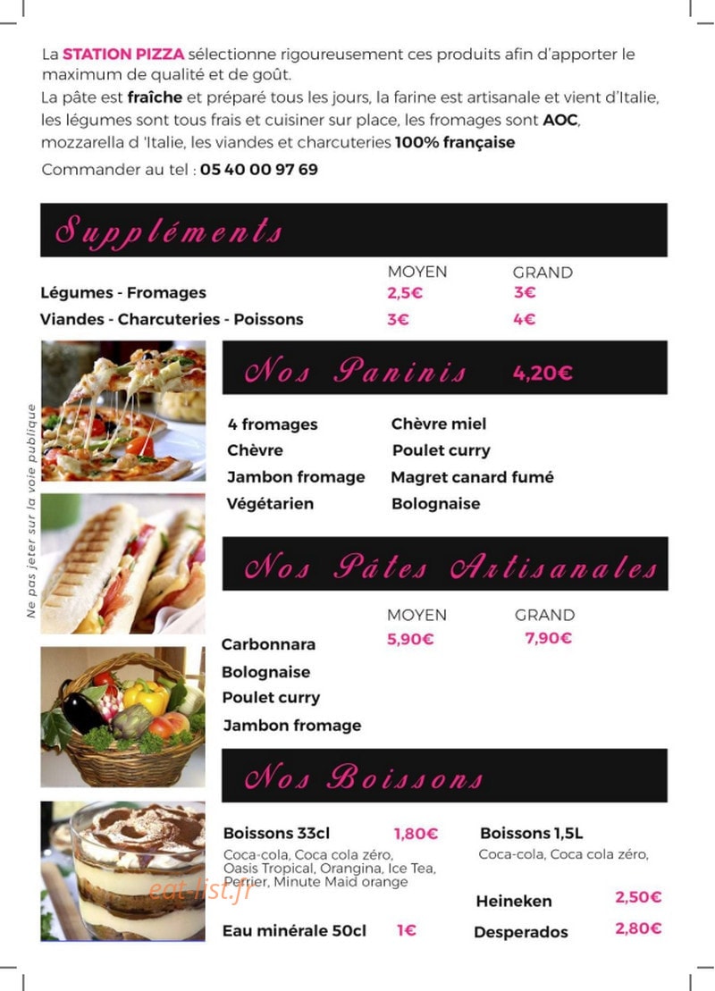 La Station Pizza — carte page 3