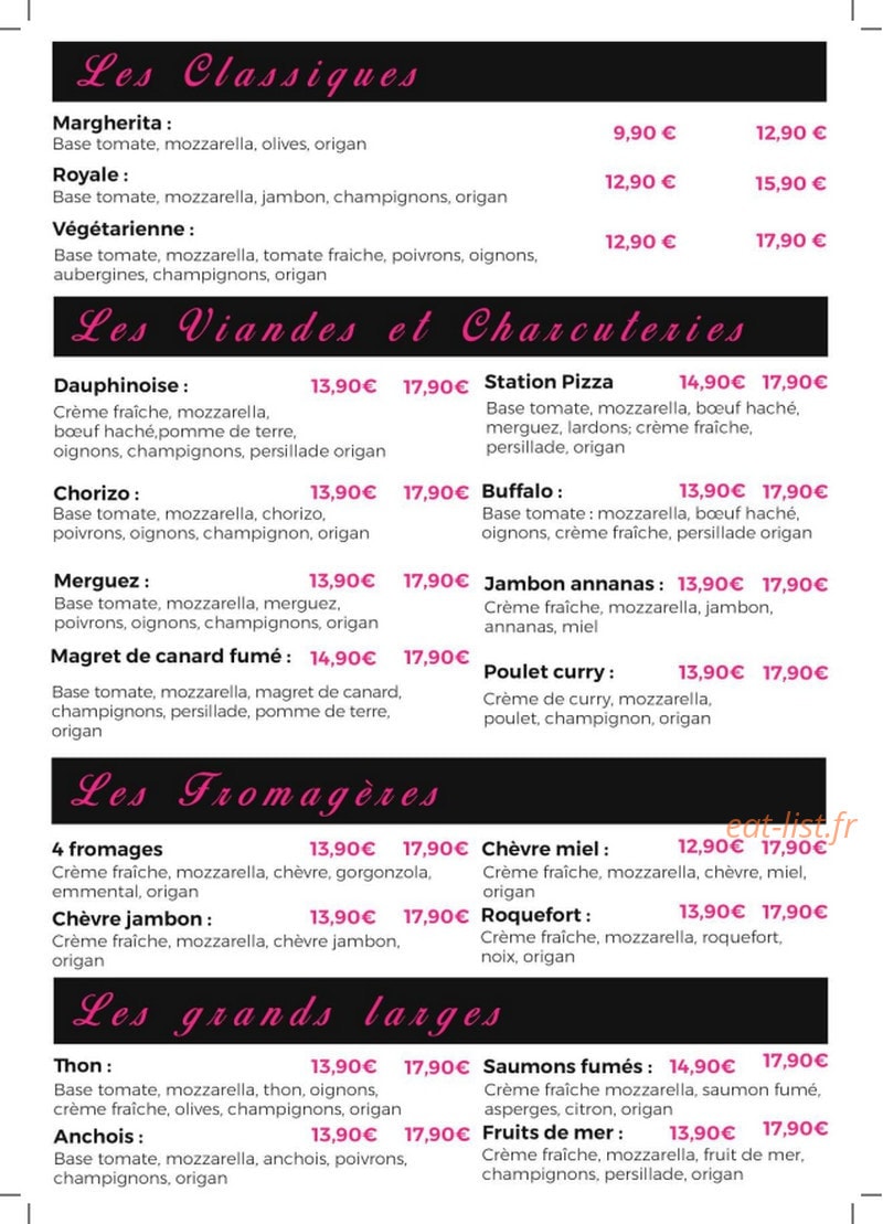 La Station Pizza — carte page 2