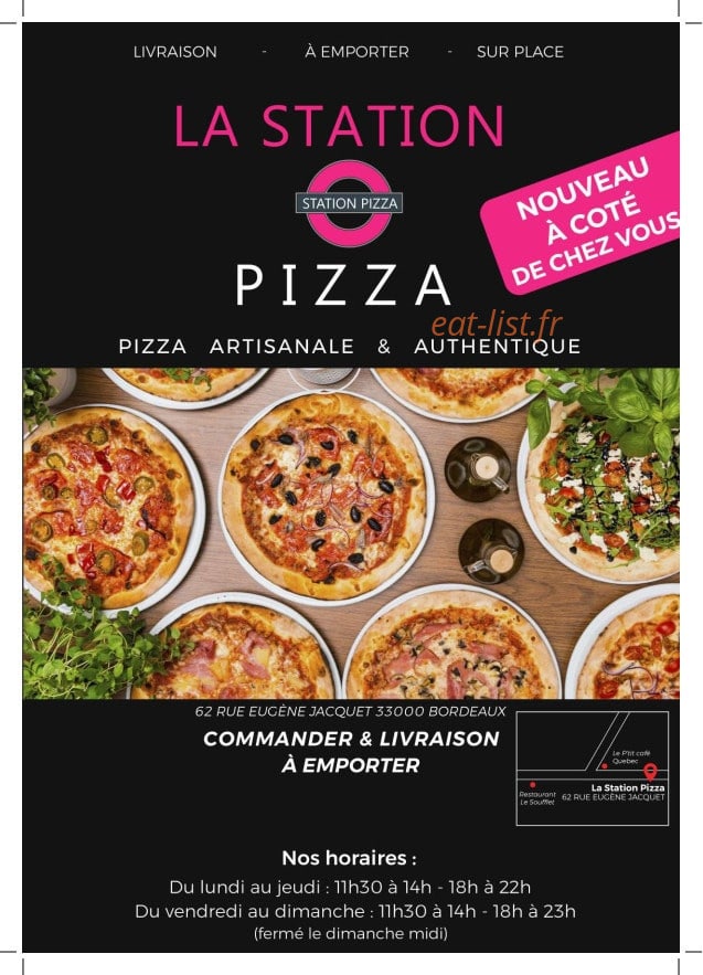 La Station Pizza — carte page 1