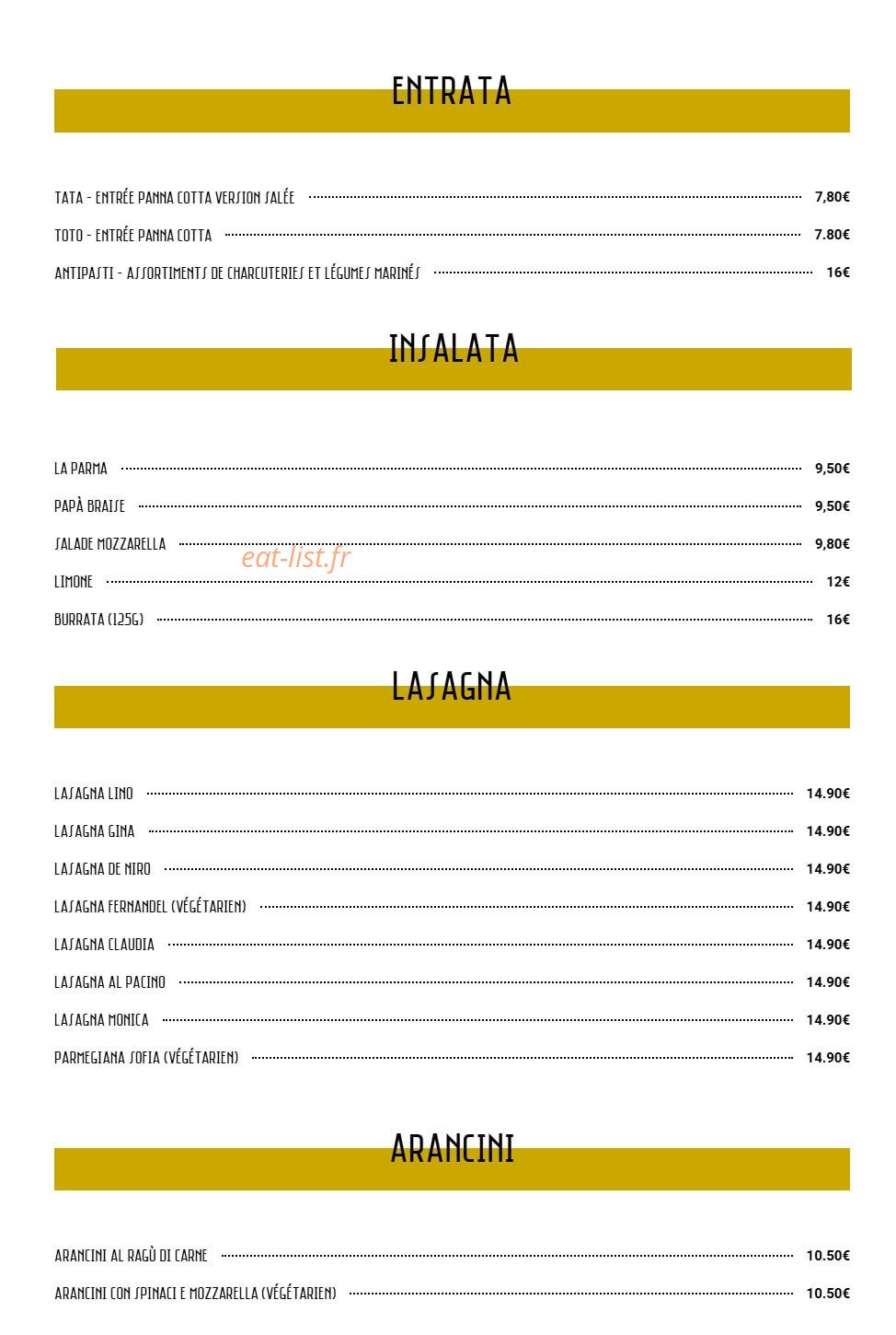 LasagnA — carte page 1
