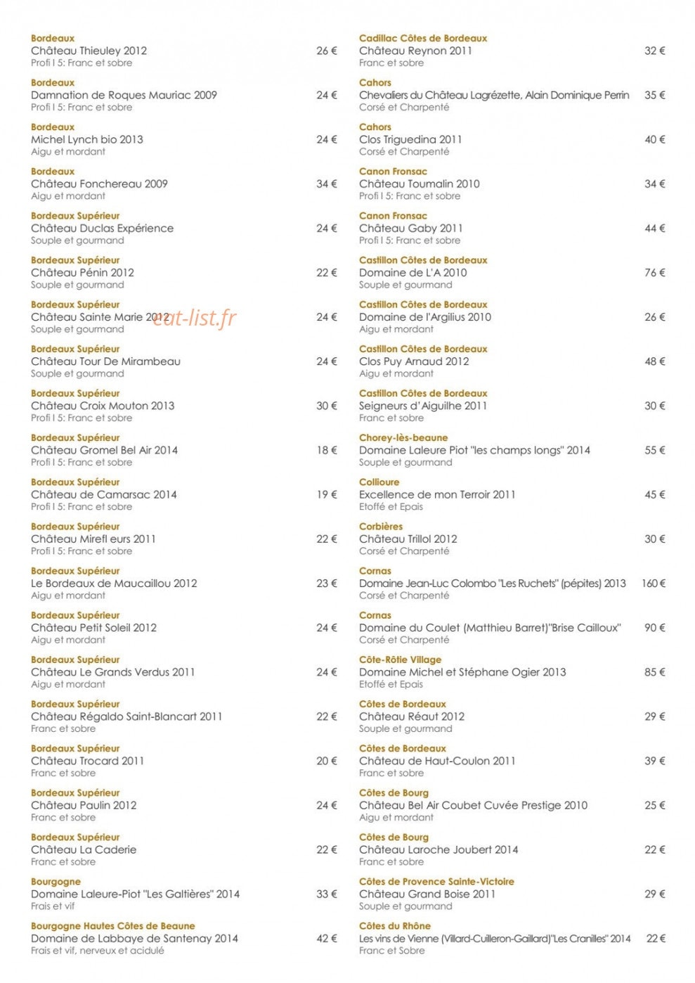 Le 7 restaurant — carte page 17