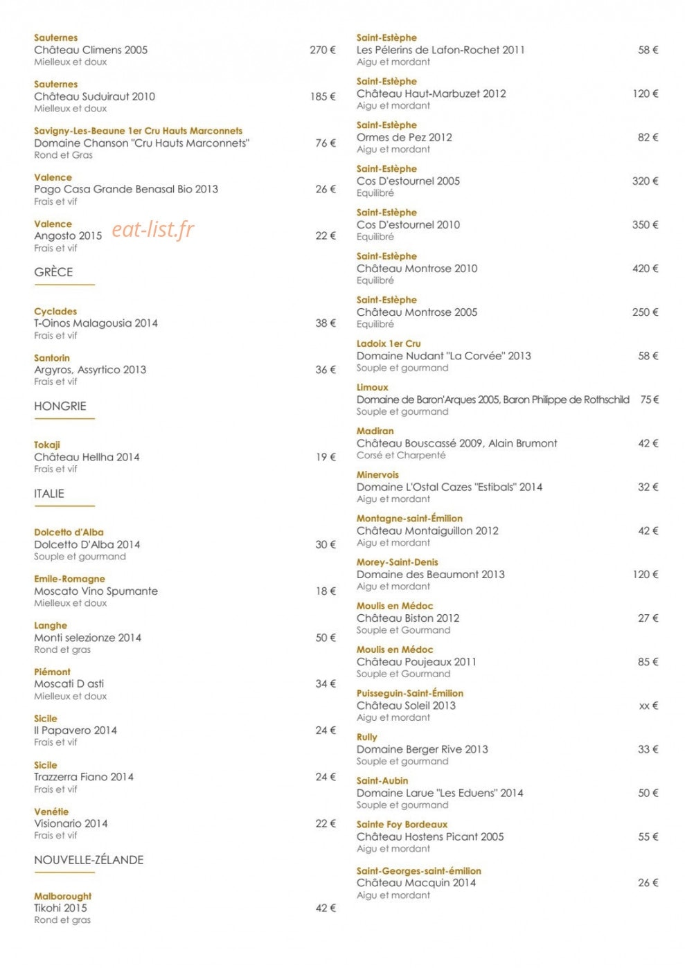 Le 7 restaurant — carte page 9