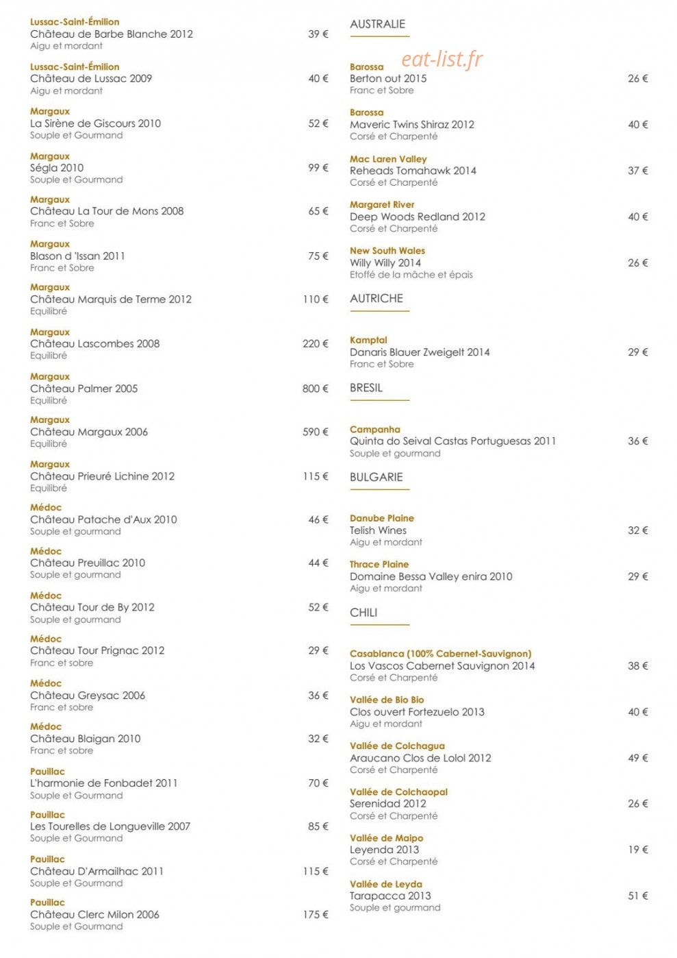 Le 7 restaurant — carte page 14