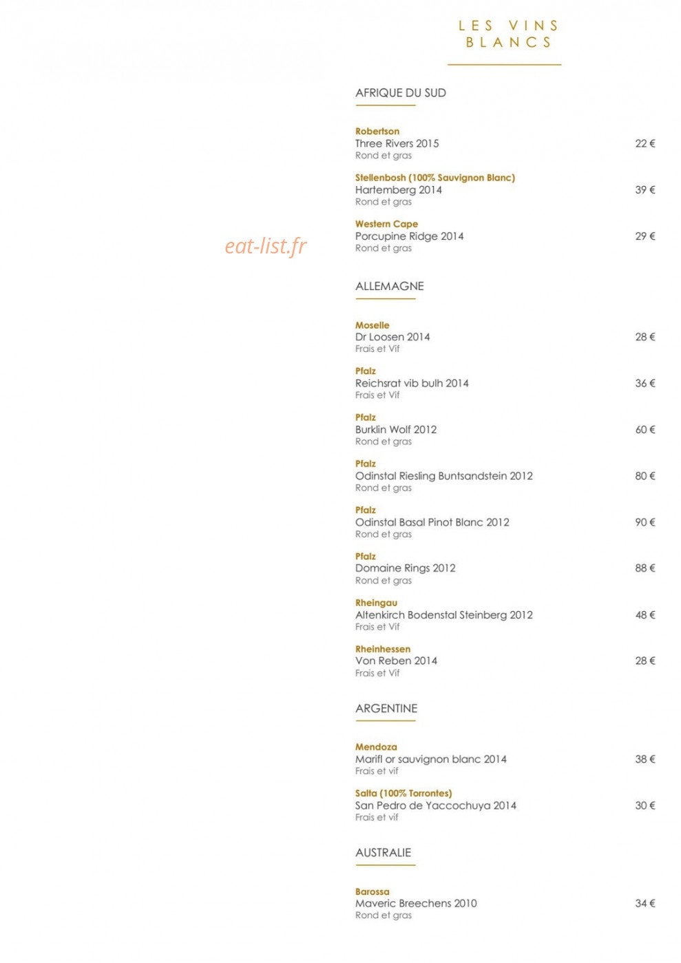 Le 7 restaurant — carte page 4