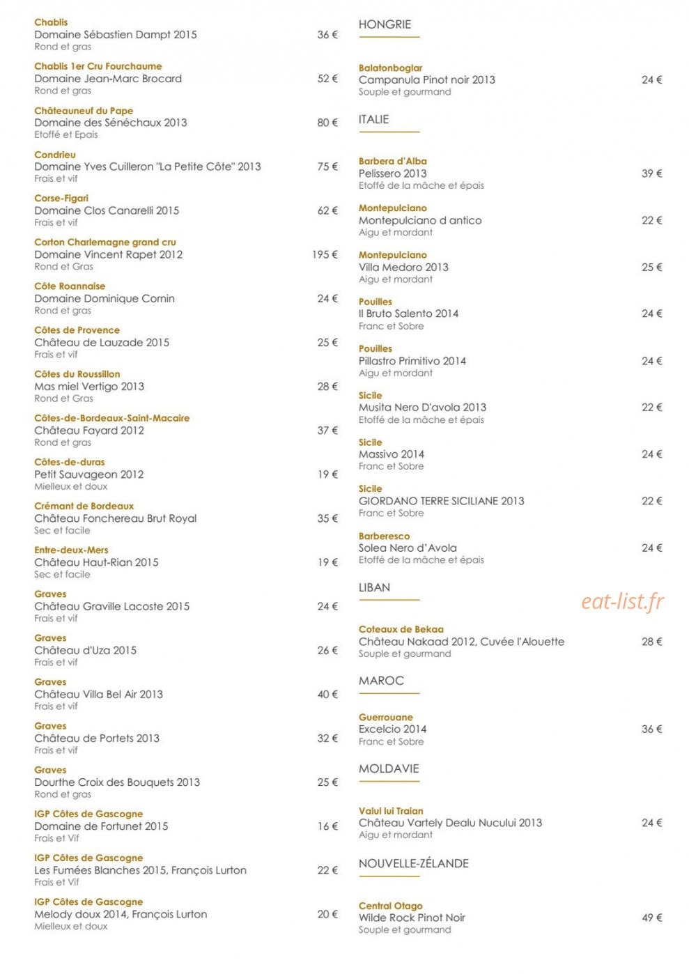 Le 7 restaurant — carte page 7