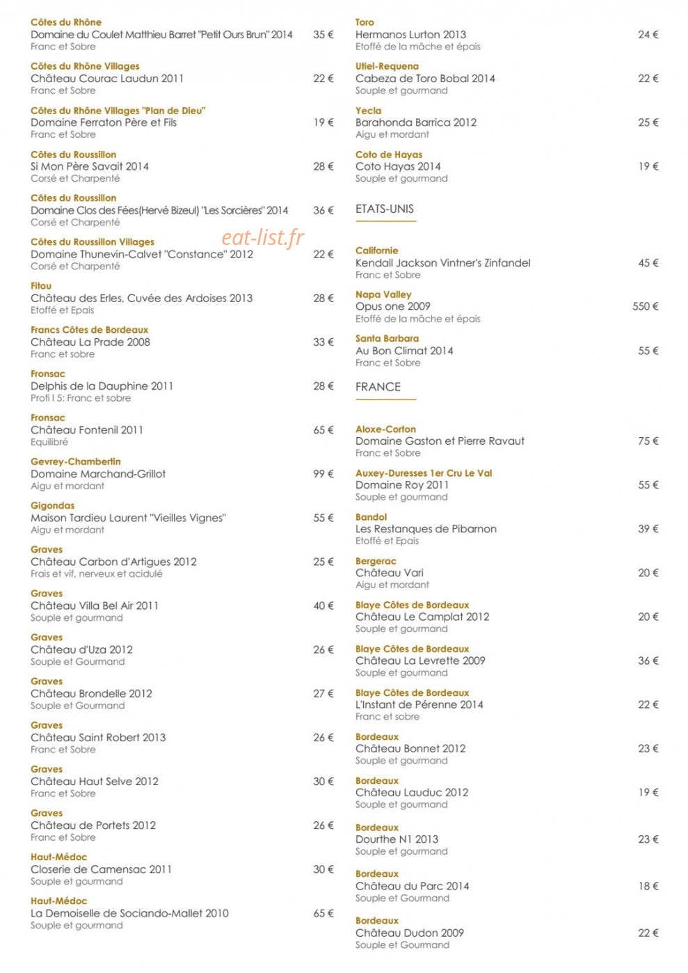 Le 7 restaurant — carte page 16