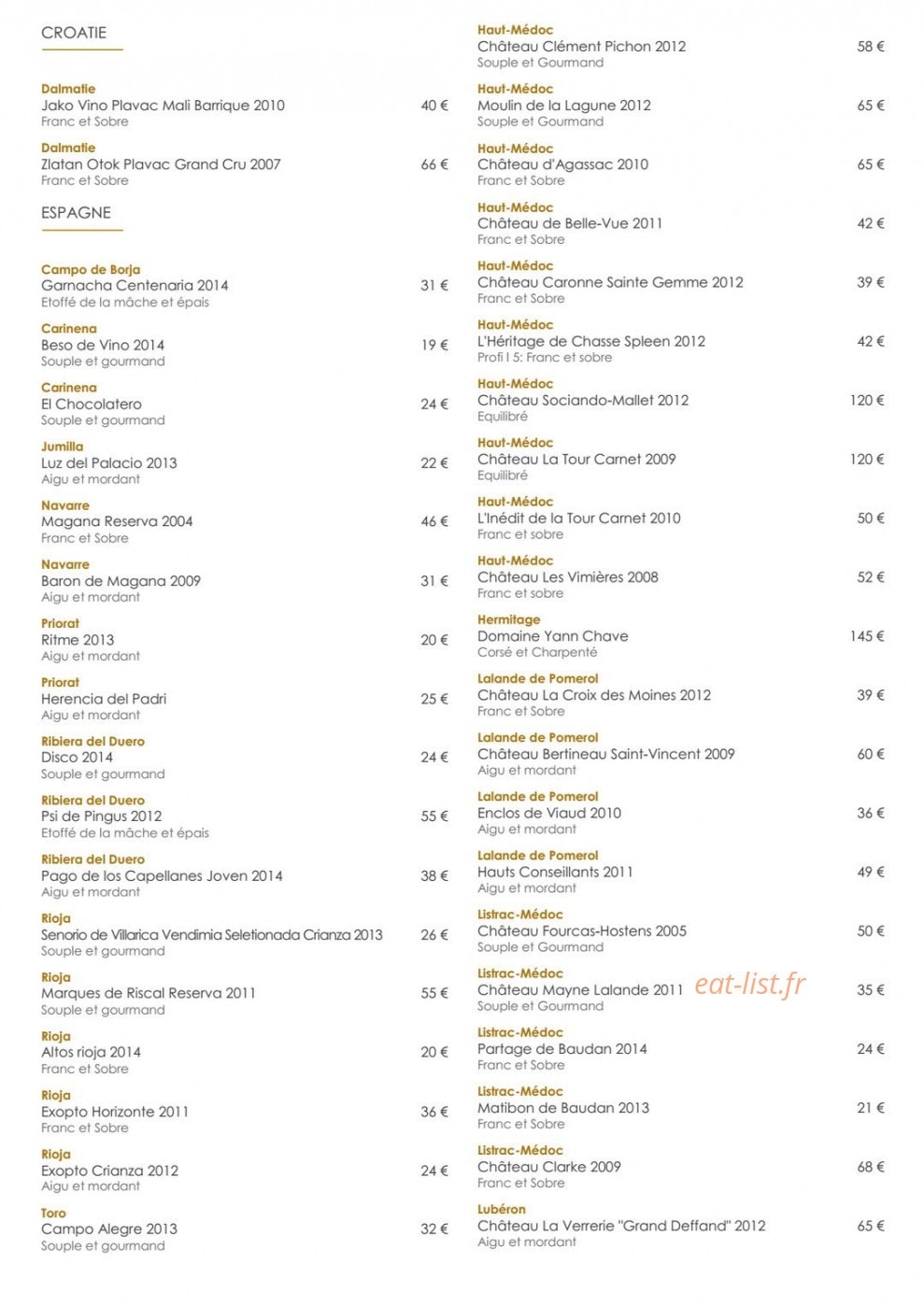 Le 7 restaurant — carte page 15
