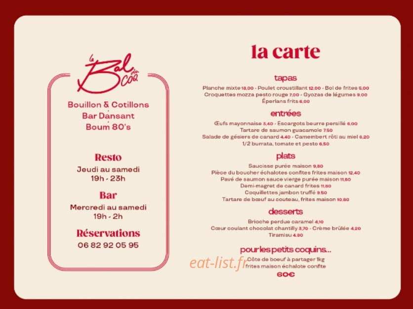 Le Bal du Coq — carte page 2