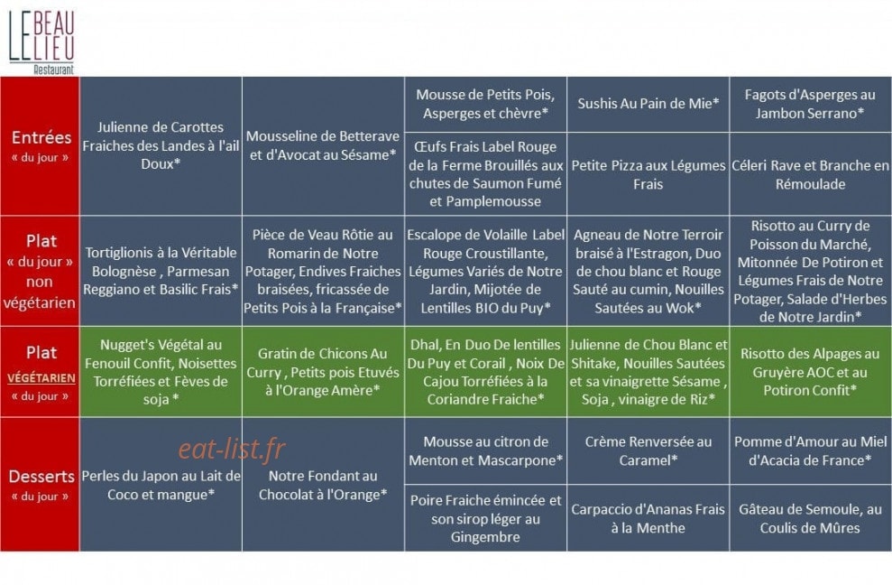 Le Beau Lieu — carte page 1
