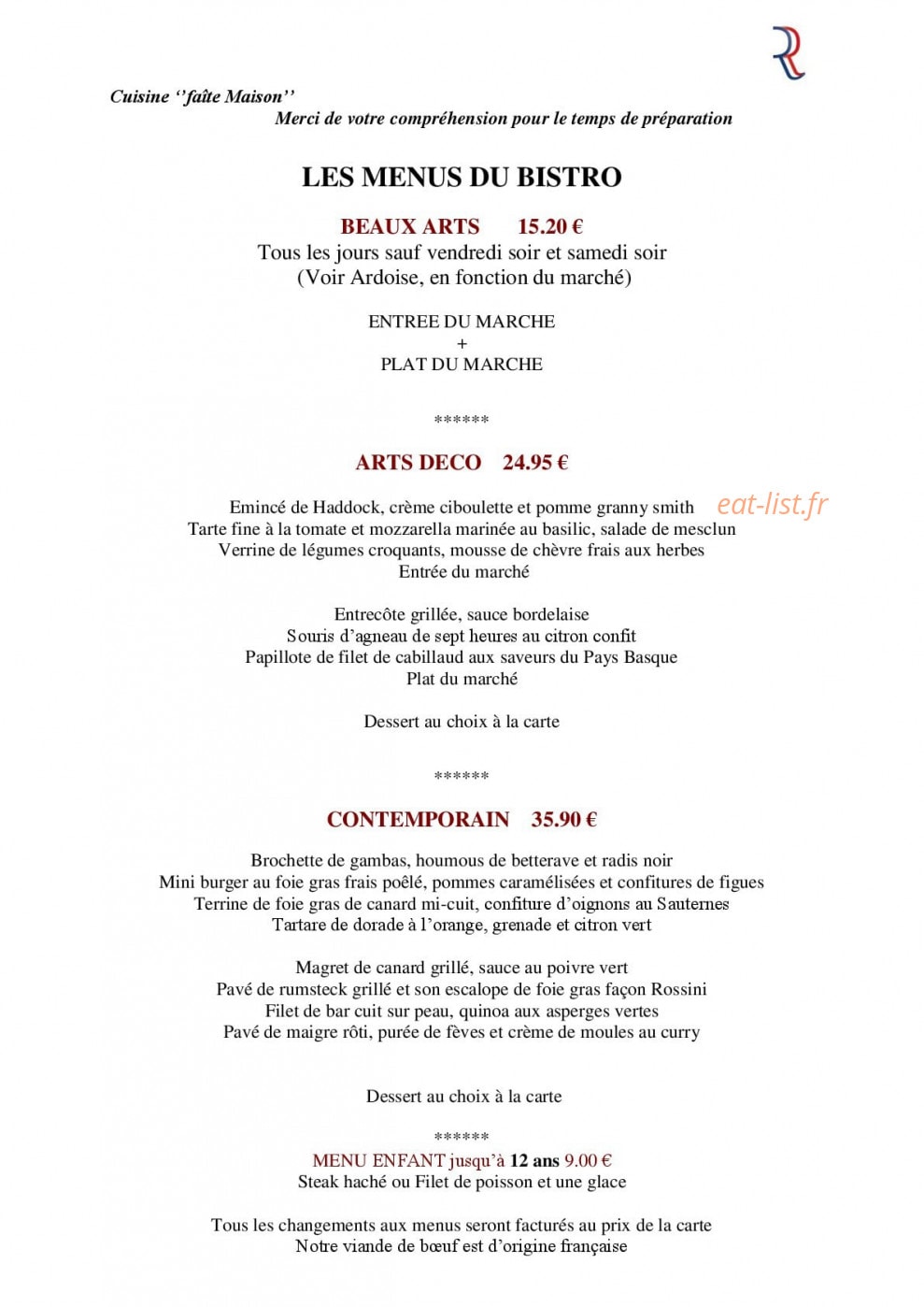 Le Bistro du Musée — carte page 2