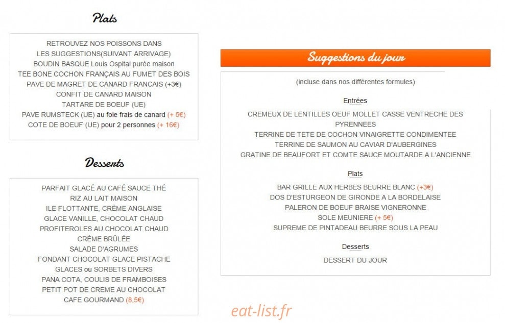 Le Bistro du Sommelier — carte page 2
