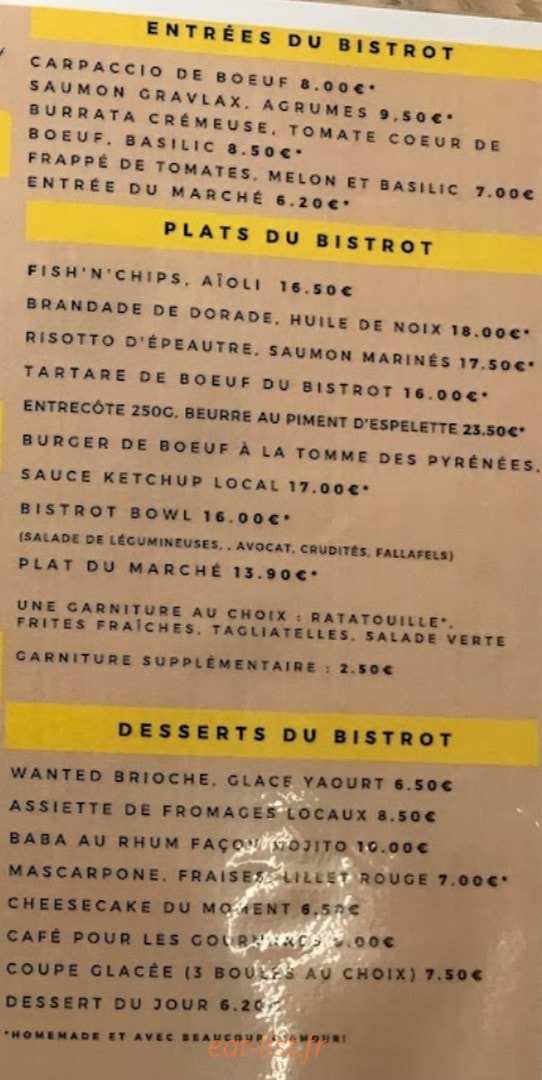 Le Bistrot de Meriadeck — carte page 2