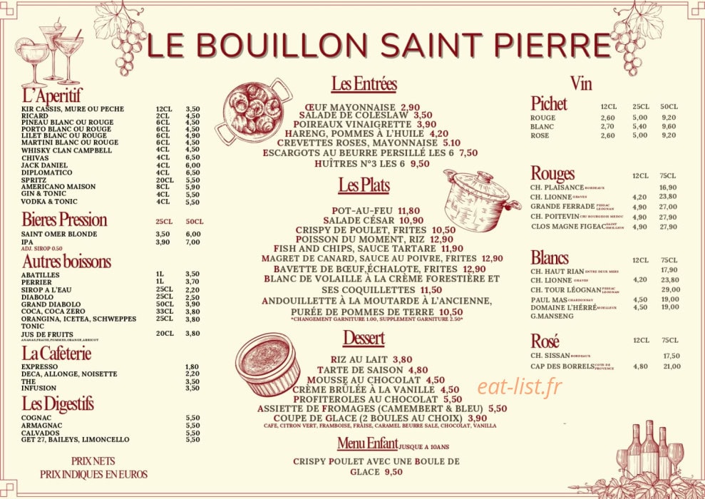 Le Bouillon — carte page 1