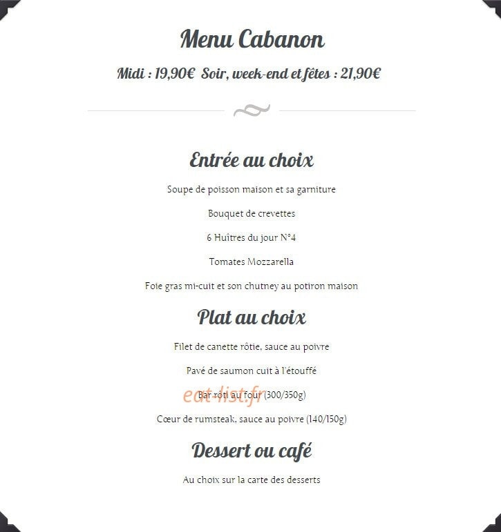 Le Cabanon — carte page 8