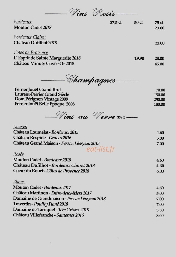 Le Café Français — carte page 6