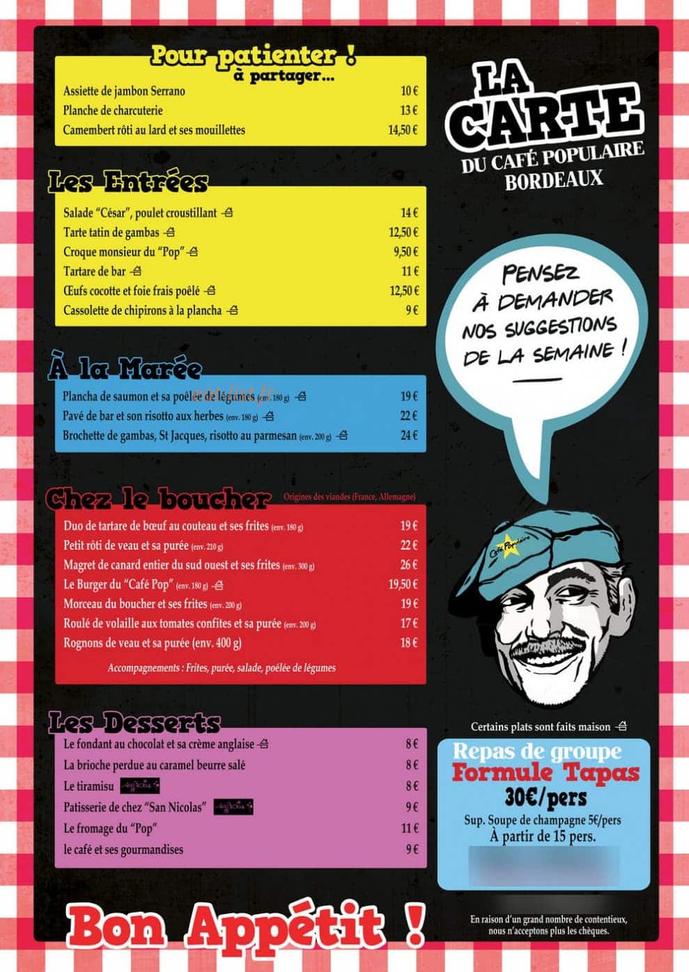 Le Café Populaire — carte page 1
