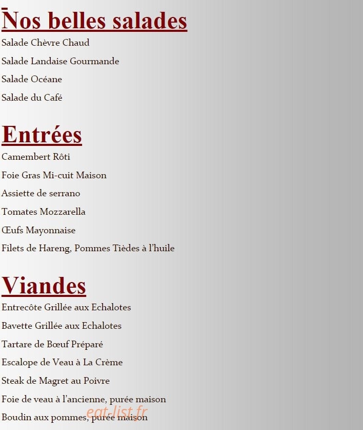 Le Café Rohan — carte page 1