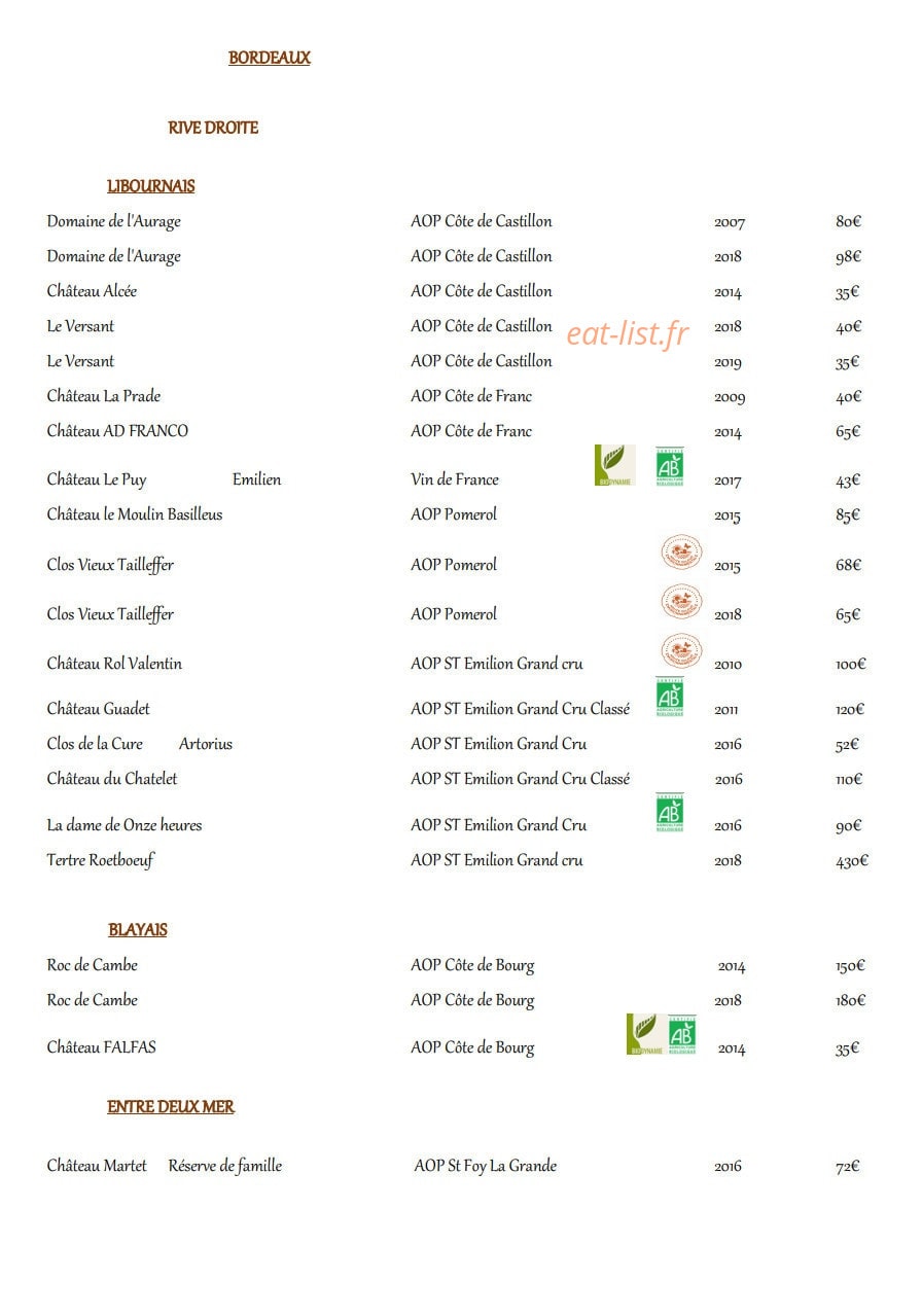 Le Comptoir des Saveurs — carte page 9