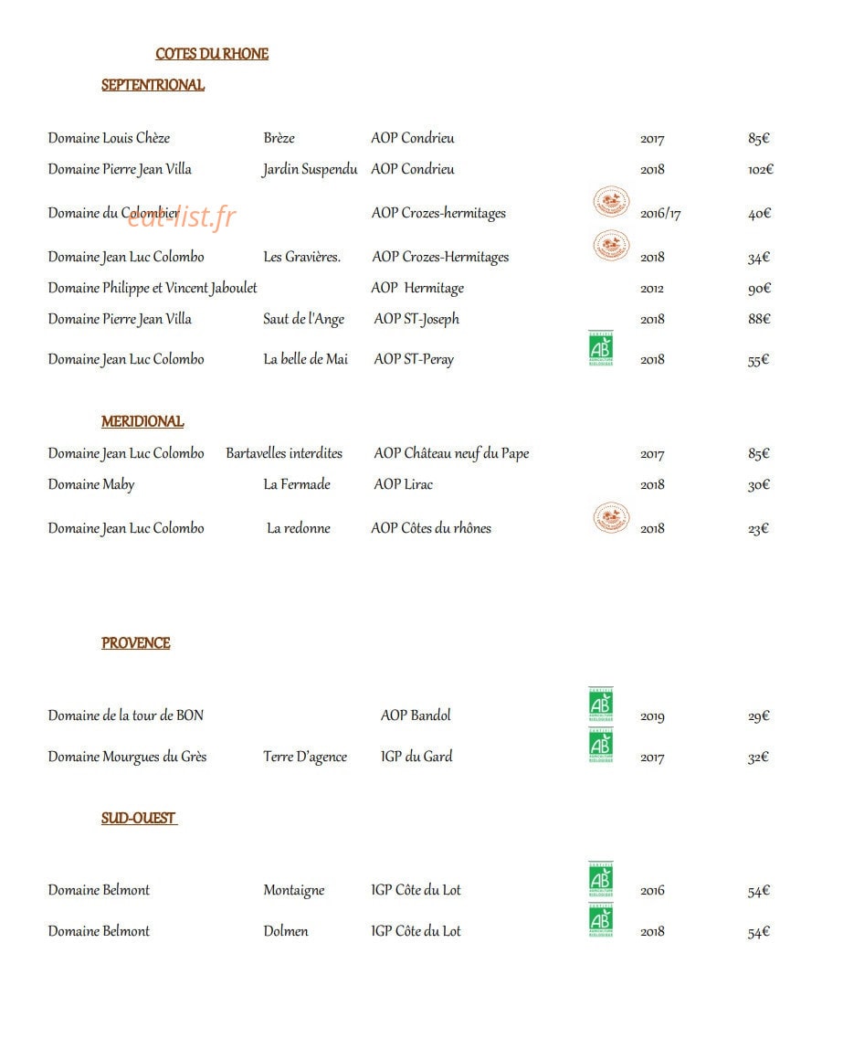 Le Comptoir des Saveurs — carte page 4