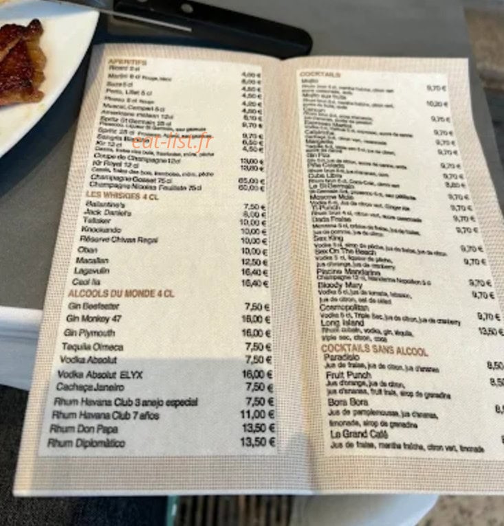 Le Grand Café — carte page 1