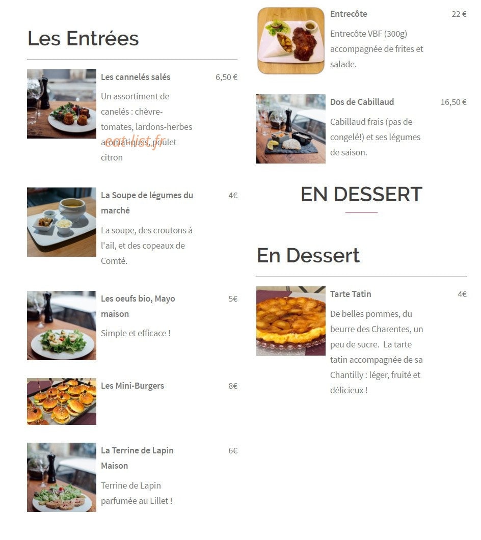 Le Lion Lilas — carte page 2