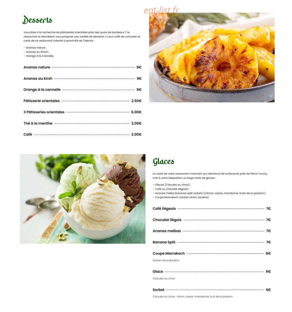 Le Marrakech — carte page 8