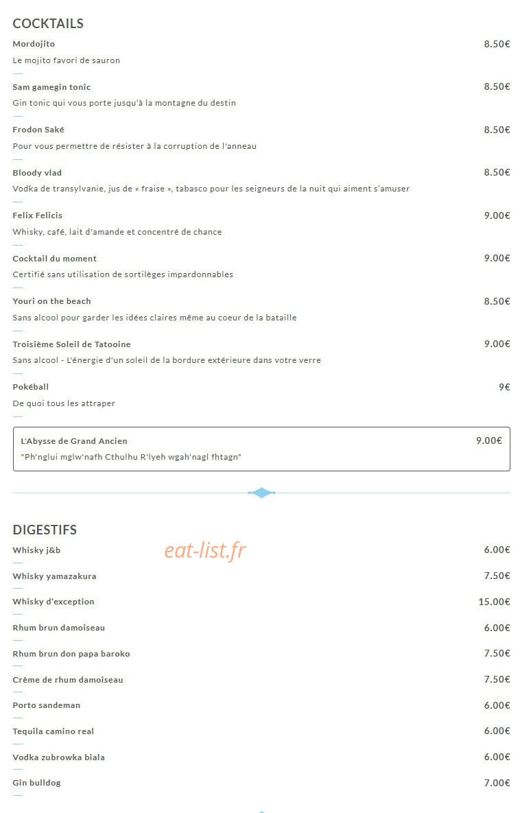 Le Repas pour Geek — carte page 2
