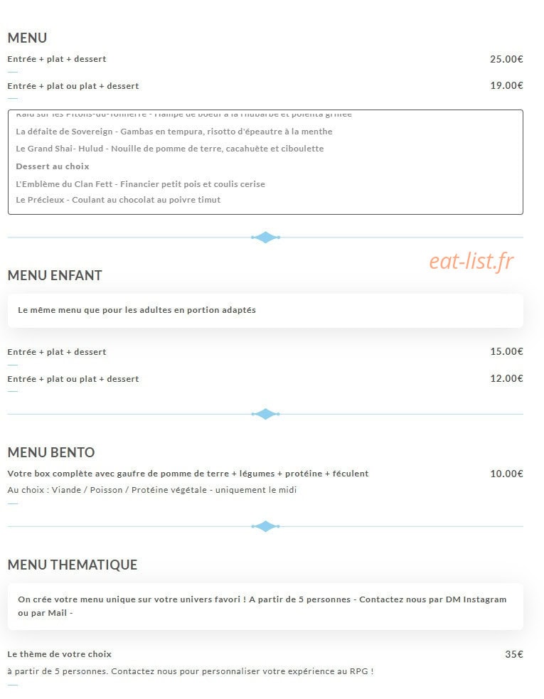 Le Repas pour Geek — carte page 4