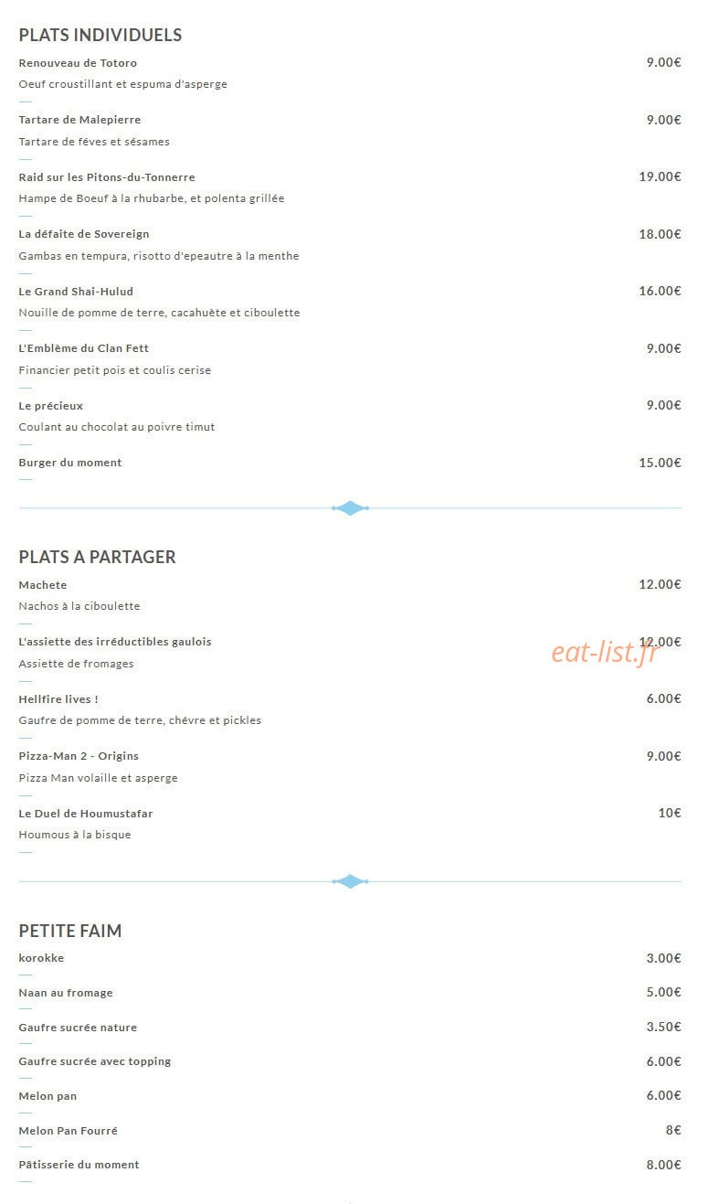 Le Repas pour Geek — carte page 3