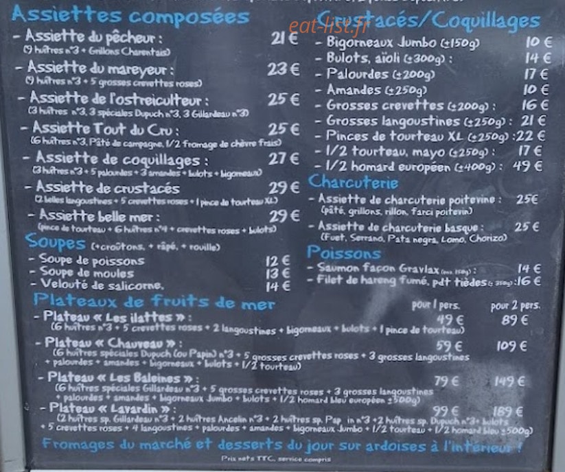 Carte et menu de Le Tout Du Cru à Bordeaux — Les assiettes, plateaux, ....