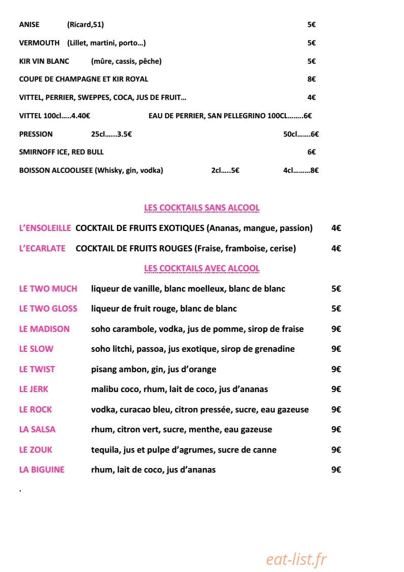 Le Two Much — carte page 5