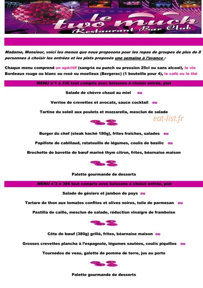 Le Two Much — carte page 9