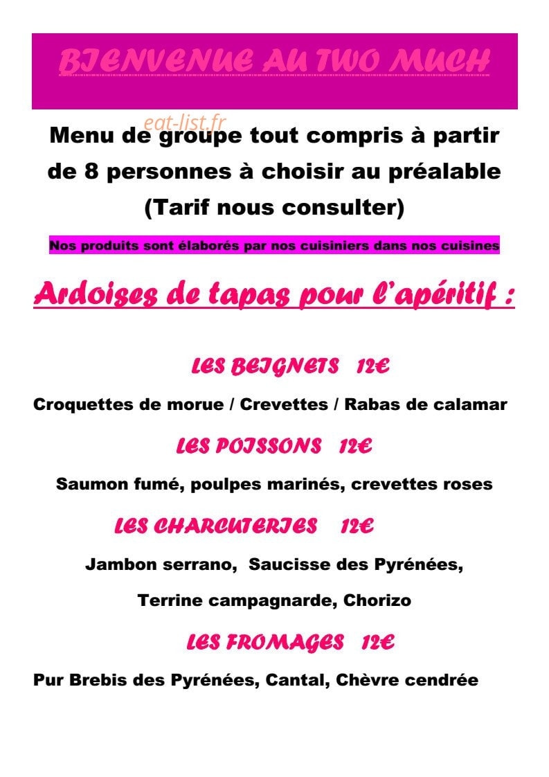 Le Two Much — carte page 1
