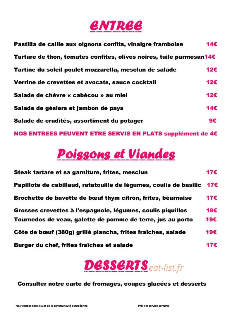 Le Two Much — carte page 4