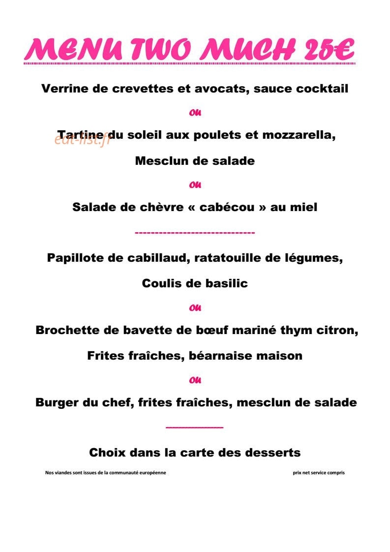 Le Two Much — carte page 2