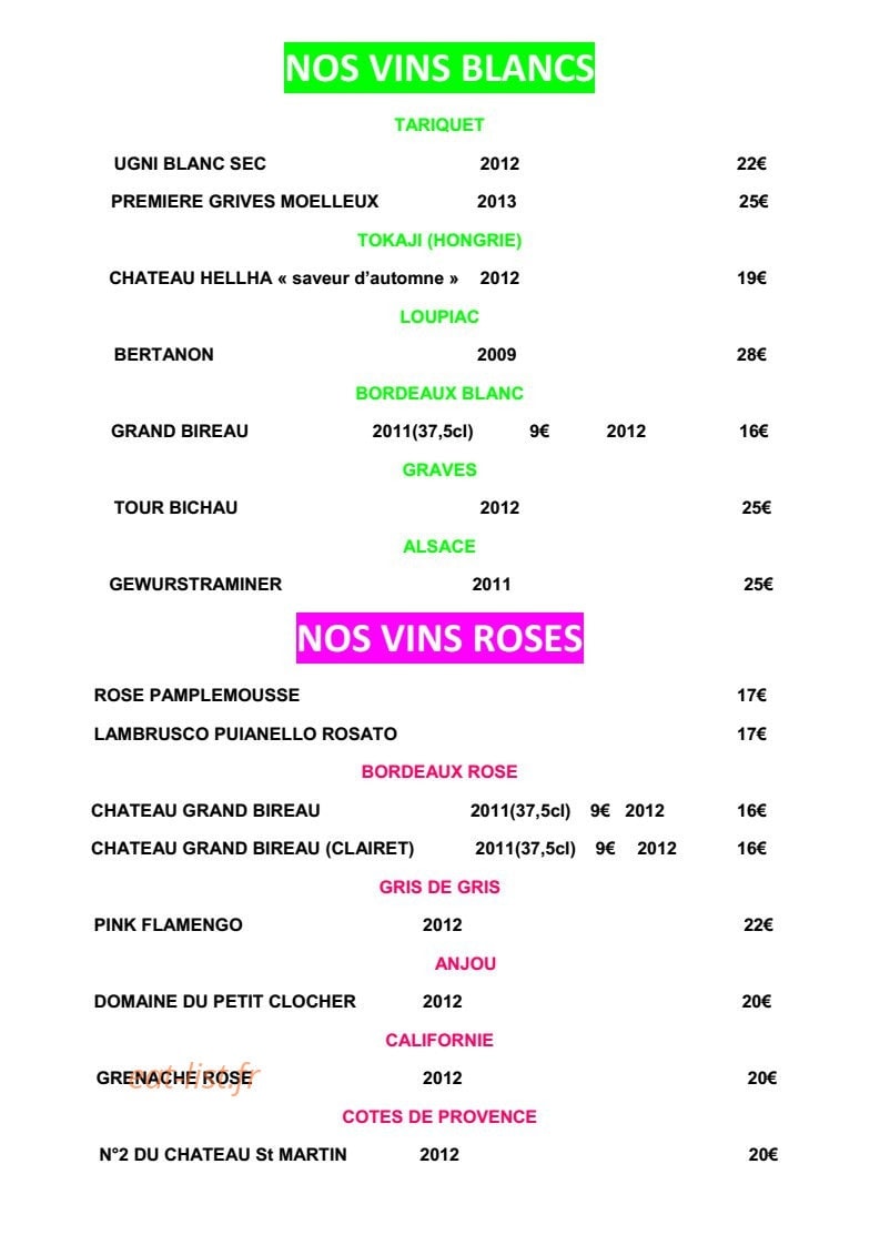 Le Two Much — carte page 6
