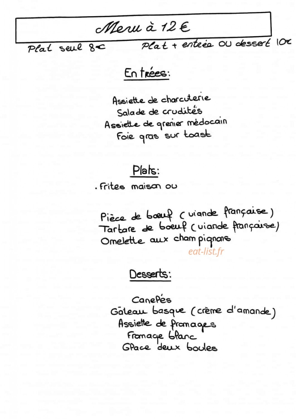 Le Vieux Chaudron — carte page 1