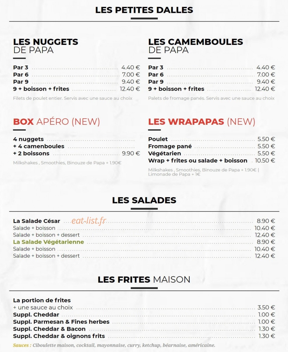 Les Burgers de Papa — carte page 3