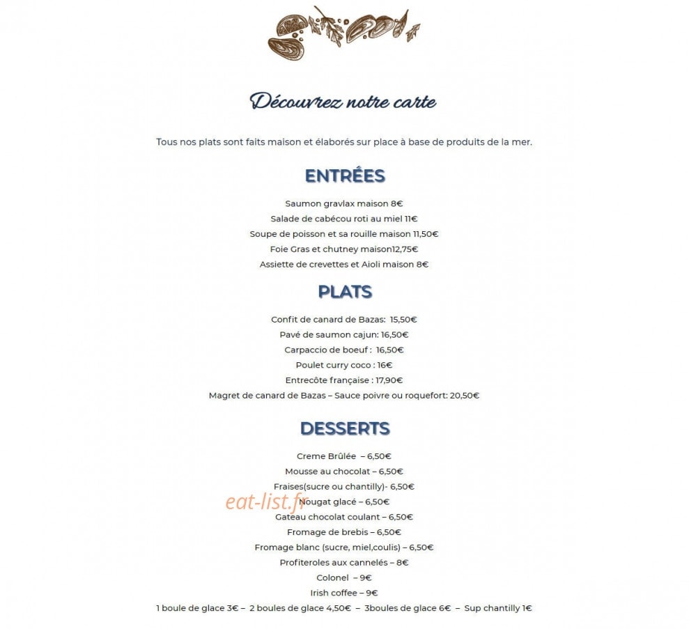 Les Moules du Cabanon — carte page 1
