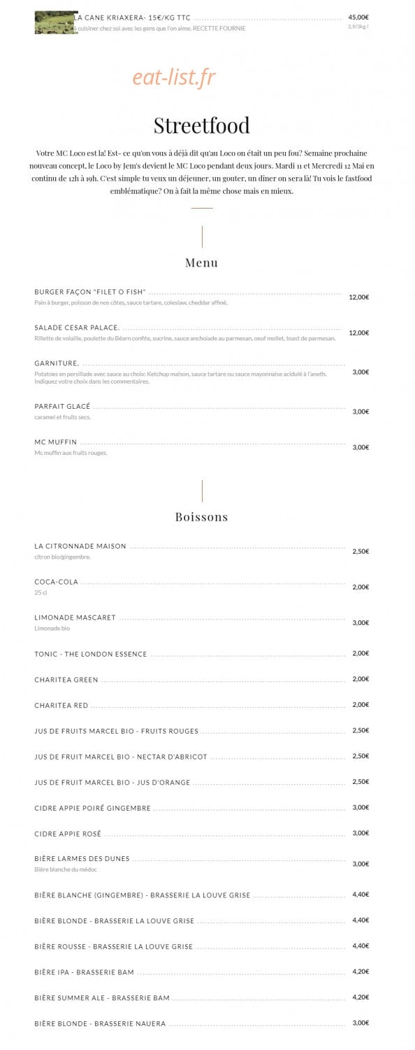 Loco by Jem's — carte page 1