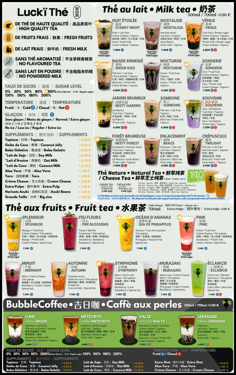 Luckï Thé • 吉日茶 — carte page 1