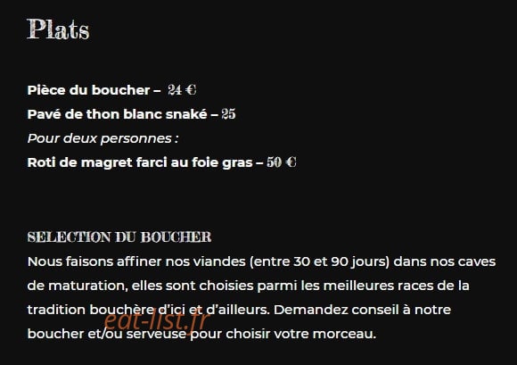 M&P Comptoir — carte page 2