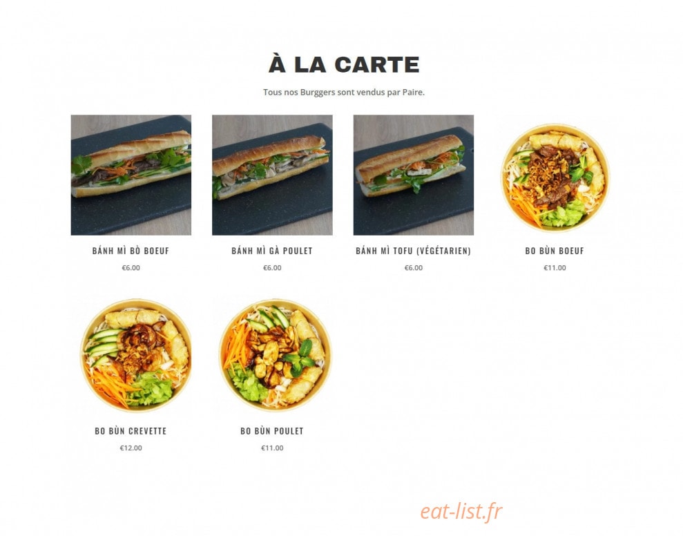 Carte et menu de Mademoiselle Bo Bun à Bordeaux — La carte